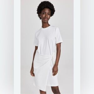Vince White Peruvian Cotton Side Tie T-Shirt Dress | Size Small